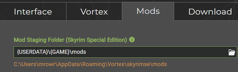 Vorted - Mods folder path