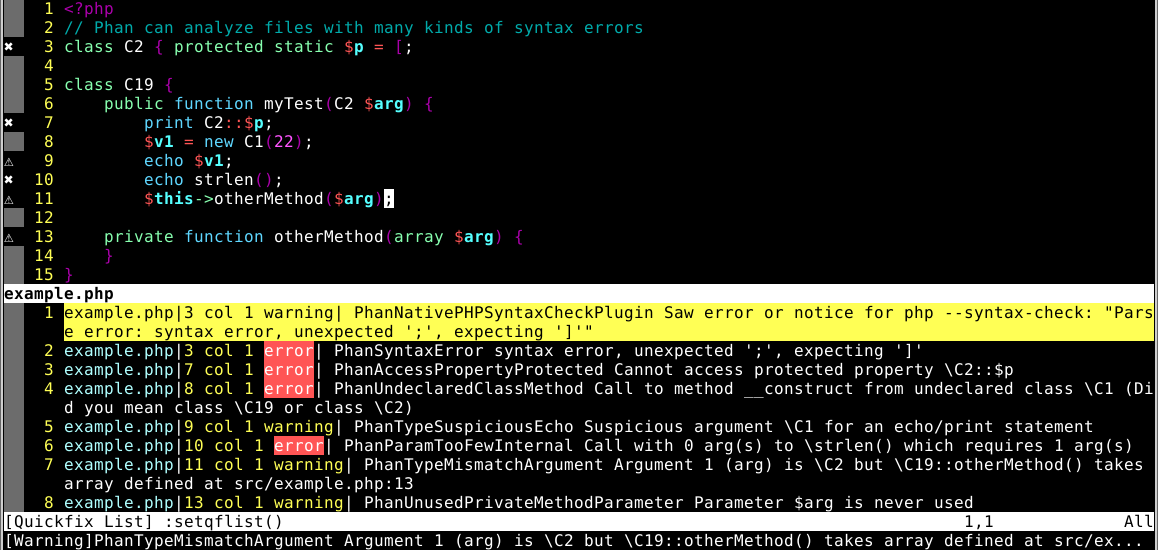 VS Code example, including error tolerance