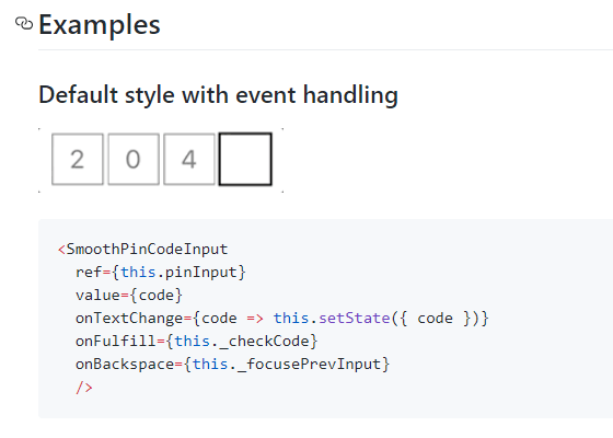 React Native Smooth Pincode Input React Native Smooth Pincode Input