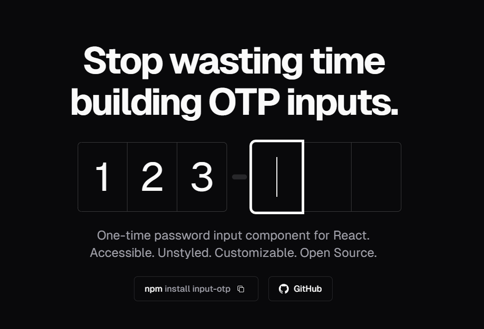 Accessible & Unstyled One Time Passcode Input For React