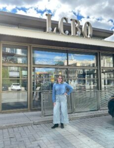 Erica in front of the Summerhill LCBO location