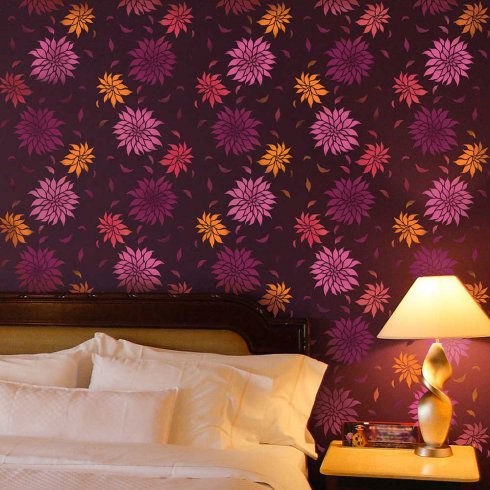 Dahlia-flower-stencil-pattern-wallpaper-stencils