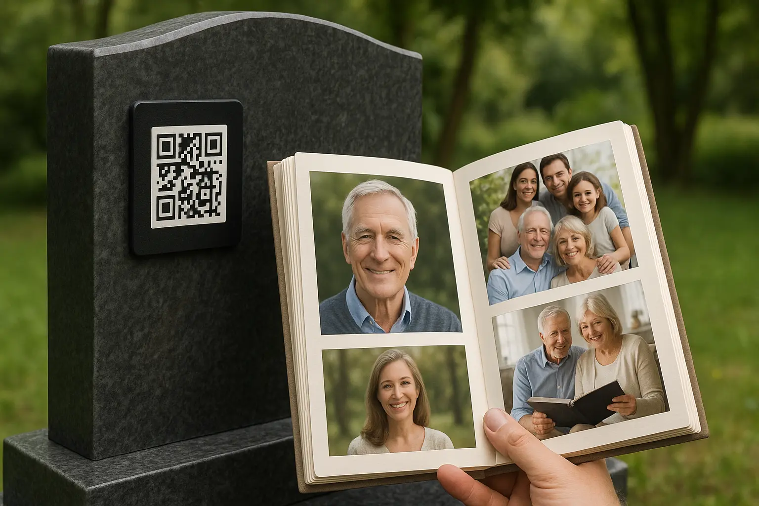 Plaque funéraire connectée : QR Code et album photo