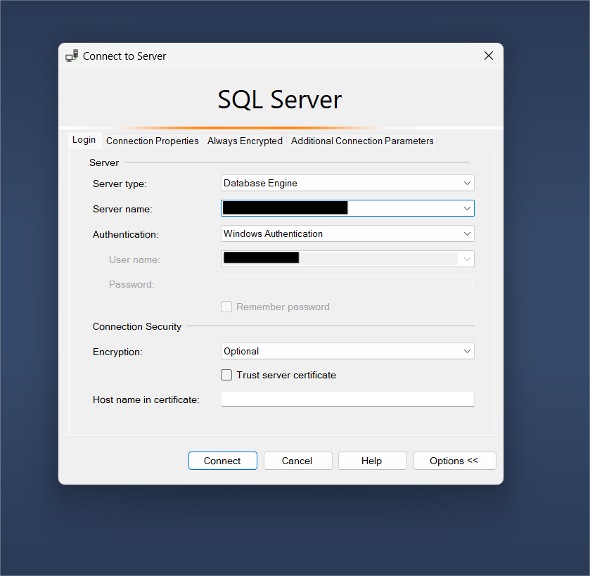 SSMS Login