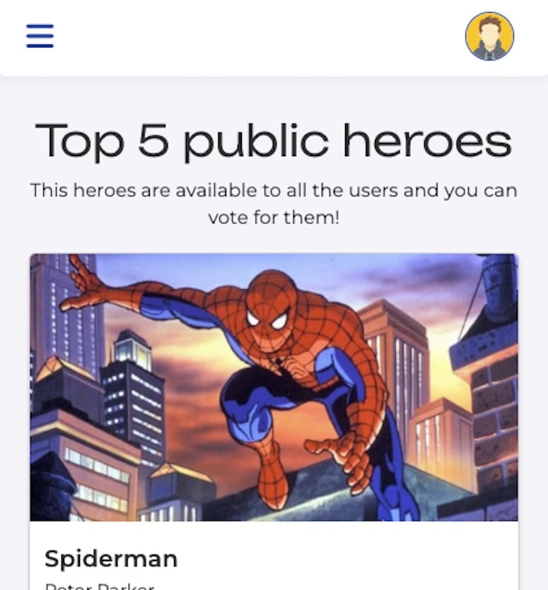 capture of the angular example app