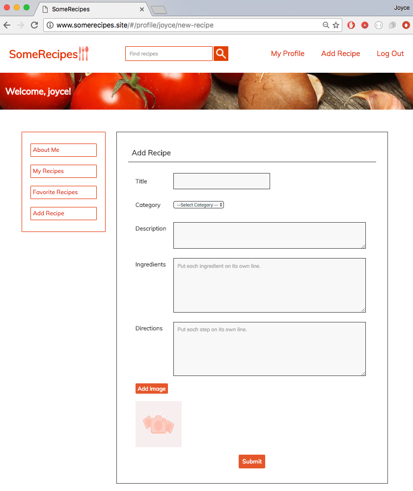 Recipe Form alt text