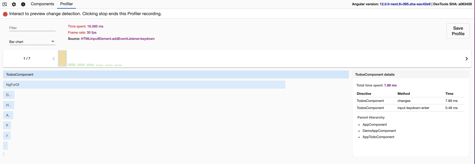 Image of Profiler tab
