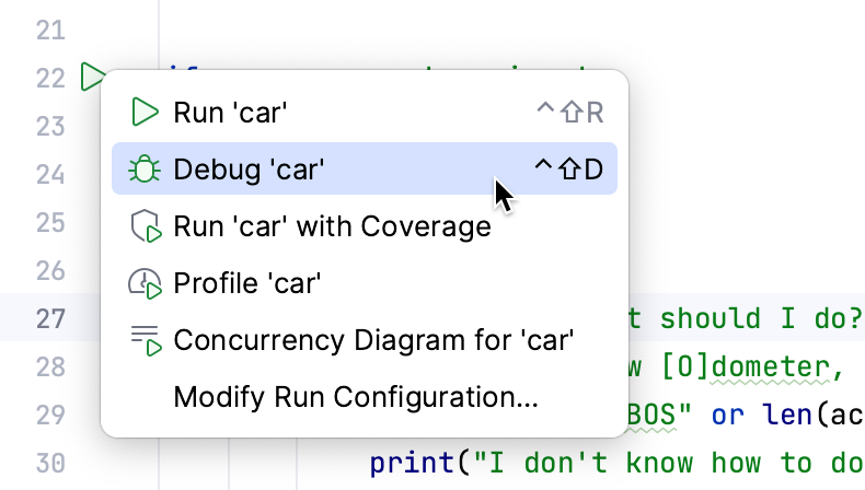 Debug command Debug command