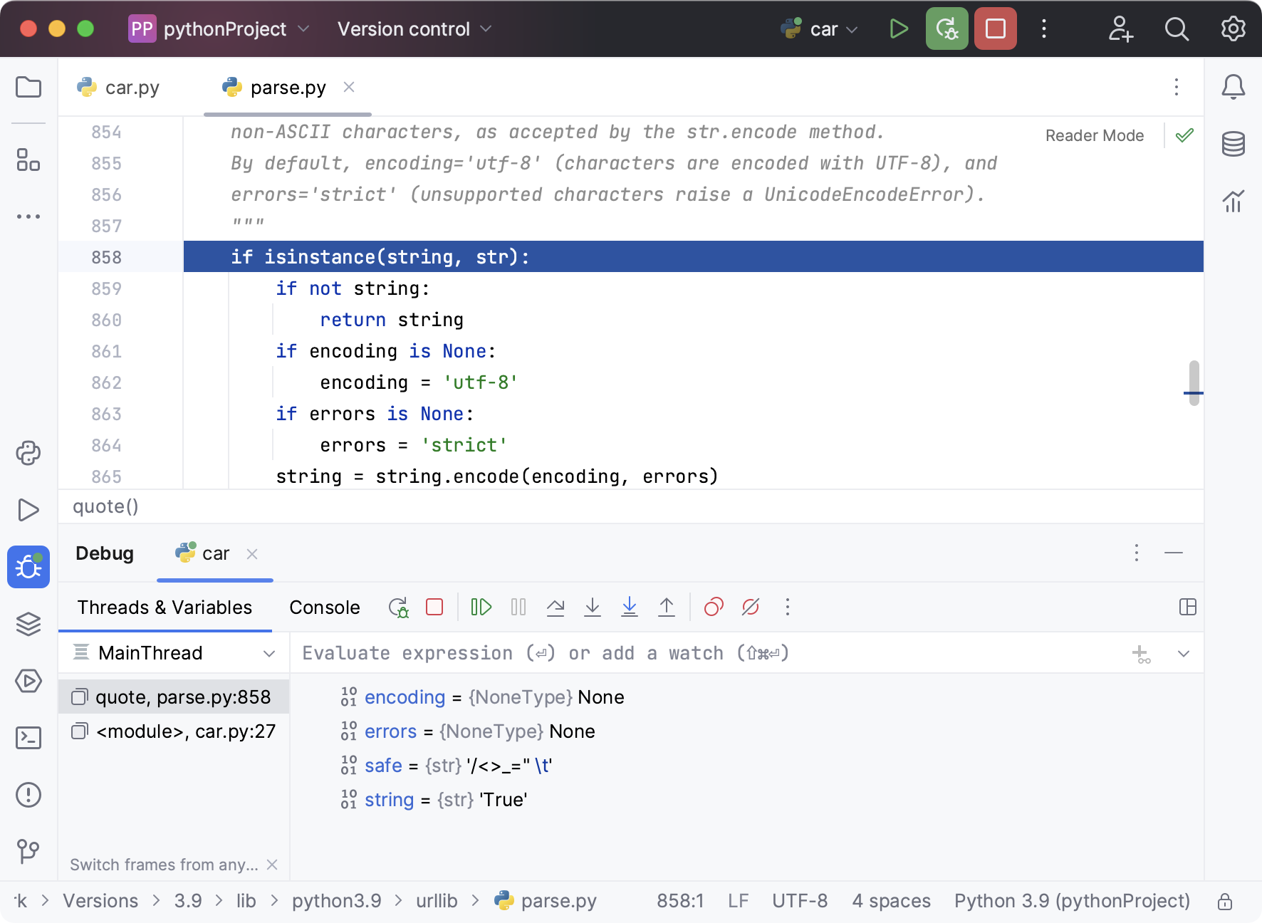 Stepping into during the debugging Stepping into during the debugging