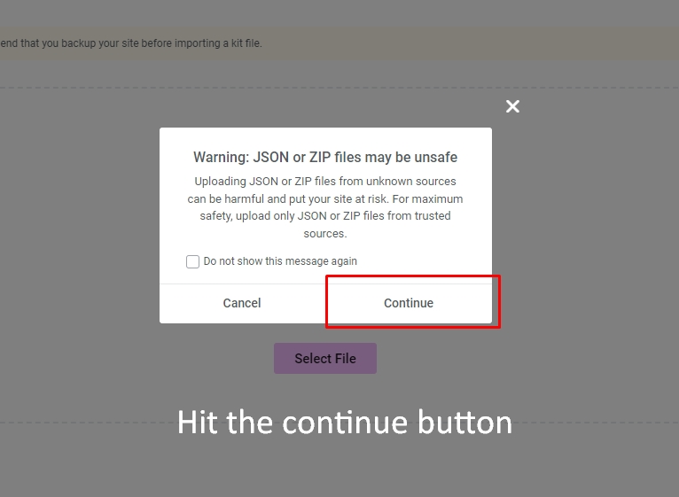 Elementor Settings 4 template kit impor select file3 elementor insuri - Elementor Settings
