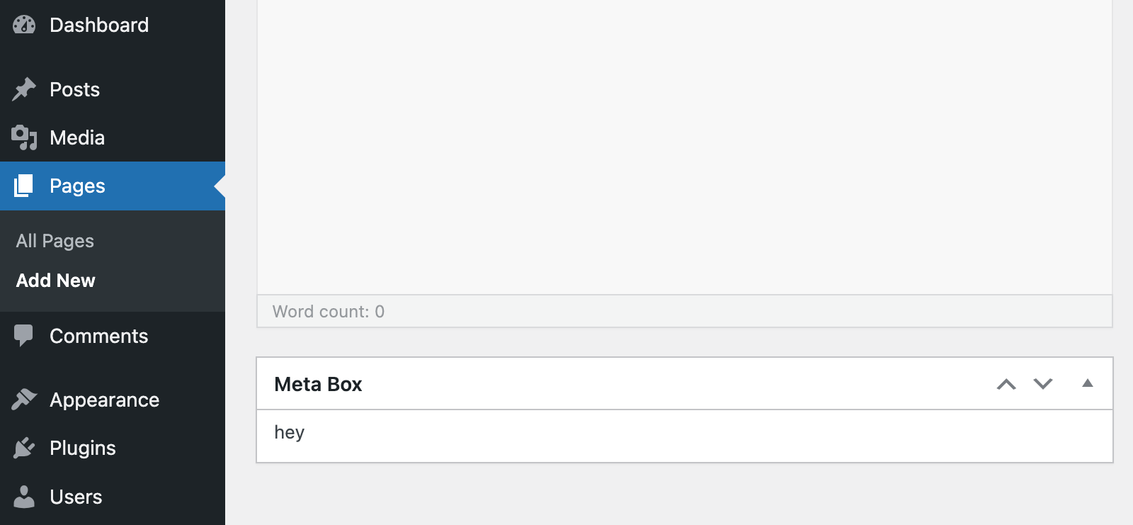 empty metabox example added with add_meta_box()