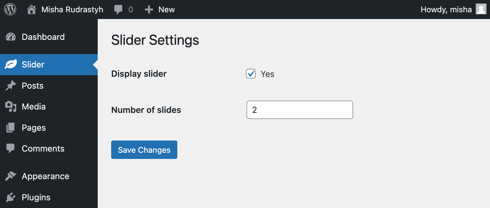 how to create a WordPress option page with field validation