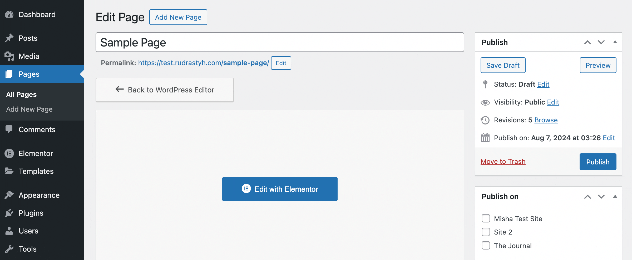 how to copy an Elementor page to another website example