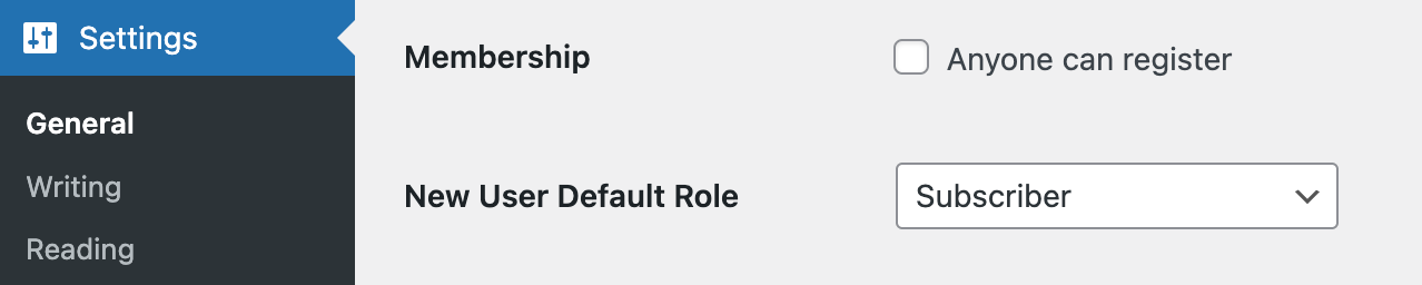 Default role when creating a new user in WordPress