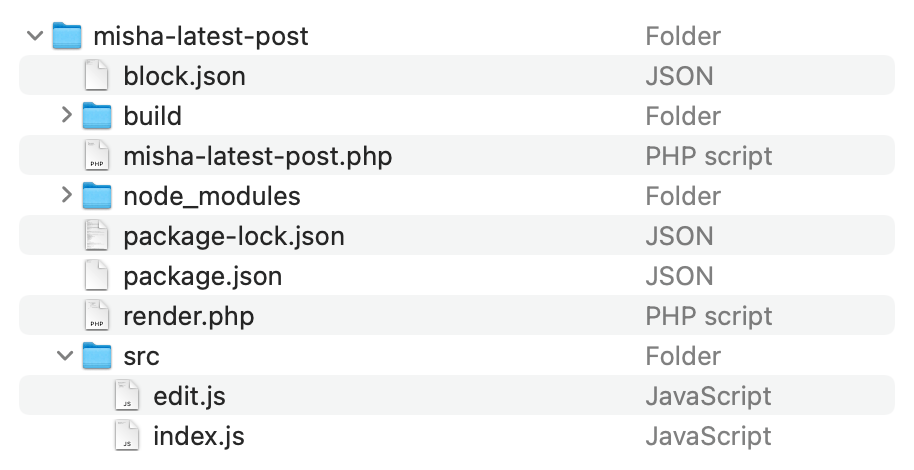 Gutenberg dynamic block file structure