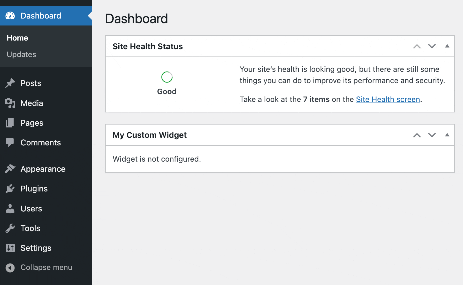 Create a custom WordPress dashboard widget with options