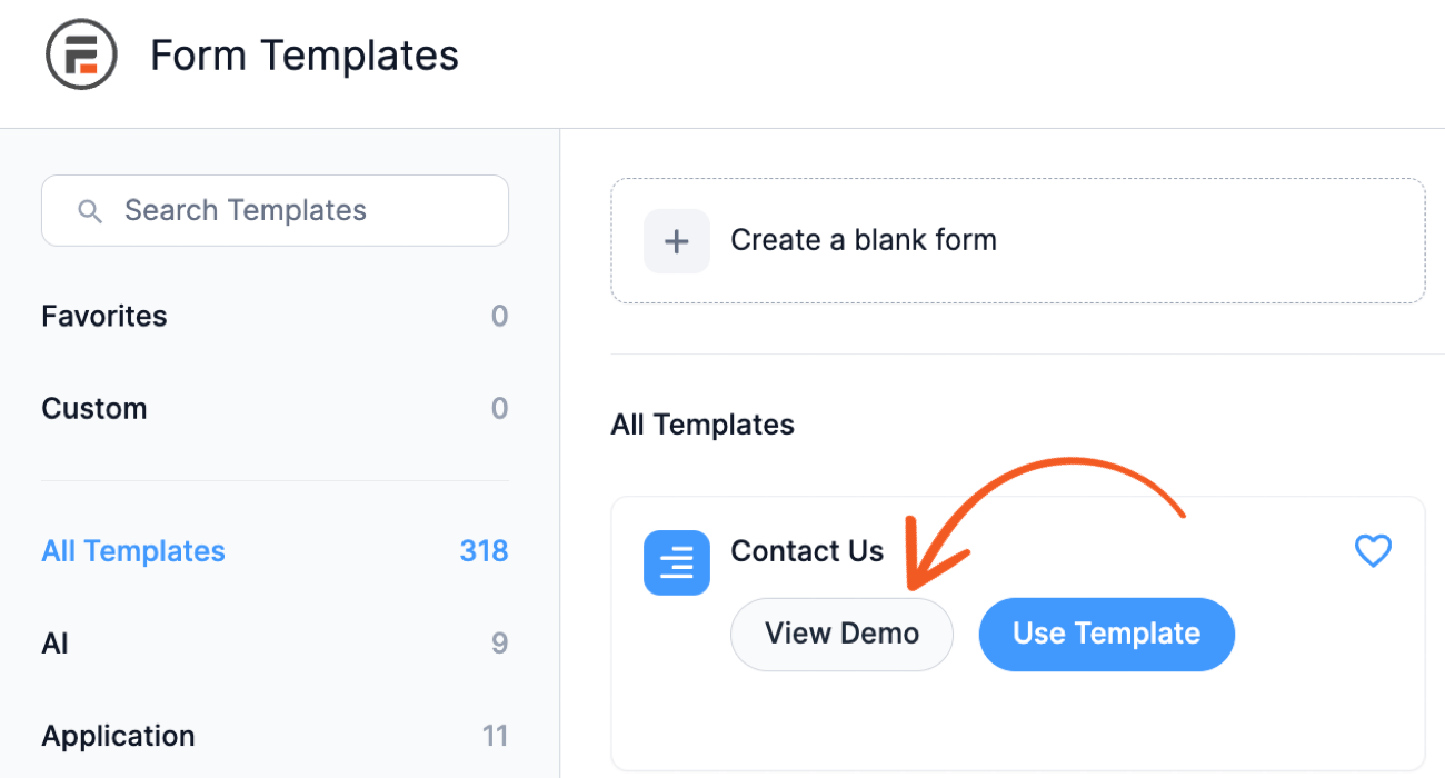 Preview the custom form template