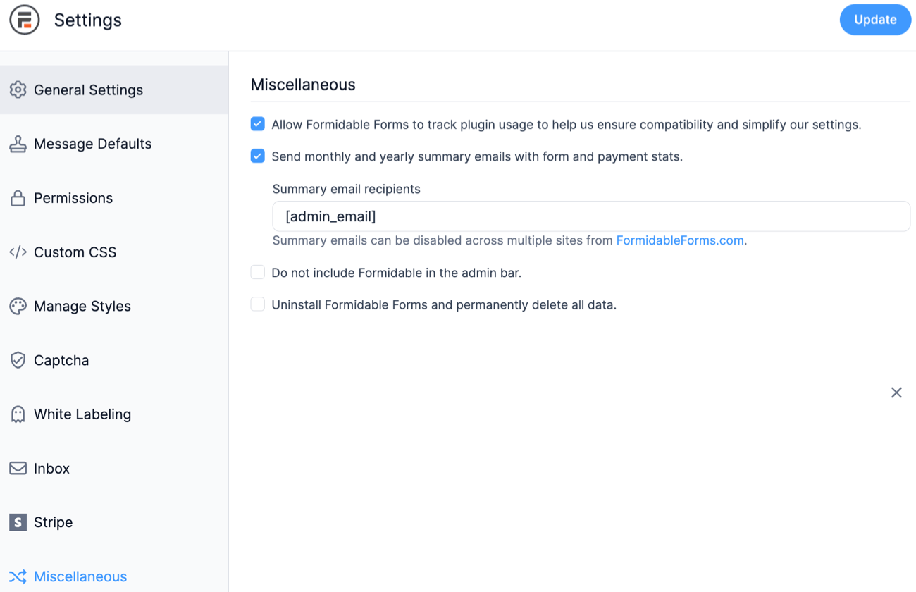 Forms with GDPR compliance IP address option