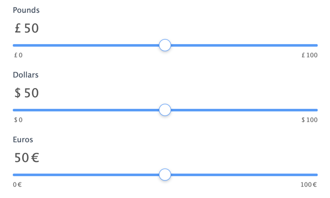 WordPress number range slider example
