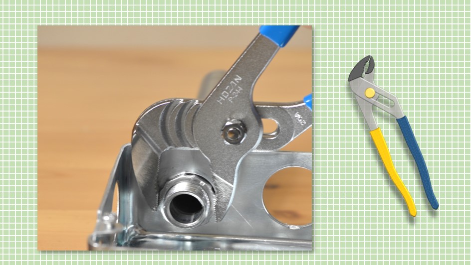 プライヤーで締める