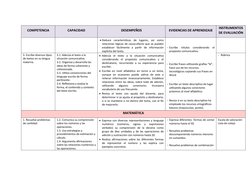 COMPETENCIA
CAPACIDAD
DESEMPEÑOS
EVIDENCIAS DE APRENDIZAJE
INSTRUMENTOS
DE EVALUACIÓN
Deduce características de lugares,