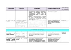 COMPETENCIA
CAPACIDAD
DESEMPEÑOS
EVIDENCIAS DE APRENDIZAJE
INSTRUMENTOS
DE EVALUACIÓN
al mantener y/o recuperar el equilibrio