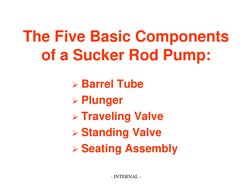 The Five Basic Components
of a Sucker Rod Pump:
Barrel Tube
Plunger
Traveling Valve
Standing Valve
Seating Assembly
- IN