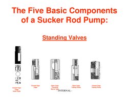 The Five Basic Components
of a Sucker Rod Pump:
Standing Valves
Closed-Type
Cage
Insert Style
Closed-Type
Cage
Open Cage
Tra