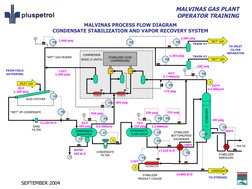 MALVINAS GAS PLANT
OPERATOR TRAINING
SEPTEMBER 2004
MALVINAS PROCESS FLOW DIAGRAM
CONDENSATE STABILIZATION AND VAPOR RECOVERY
