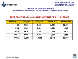 MALVINAS GAS PLANT
OPERATOR TRAINING
SEPTEMBER 2004
GAS PROCESSING FUNDAMENTALS
MALVINAS GAS PROCESSING FACILITY PRODUCTION C