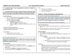 CRIMINAL
LAW
II
FINALS
REVIEWER
ATTY.
JOSE
ARTURO
DE
CASTRO
BLOCK
A
2011-‐2012
5