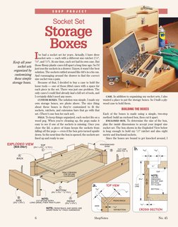 6
ShopNotes
No. 45
S H O P P R O J E C T
Socket Set
Storage
Boxes
I
’ve had a socket set for years. Actually, I have three
s