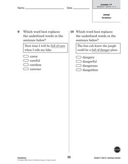 Name
Date
Grade 3, Unit 3: Learning Lessons
Jump!
Vocabulary
35
Vocabulary
© Houghton Mifflin Harcourt Publishing Com