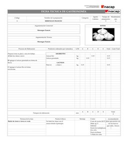 4
U/M
A
B
C
D
E
Total
Costo Total
Azúcar flor
kg
0.15
0.15
Azúcar granulada
kg
0.15
0.15
lluvia
Huevos
( claras )
kg
0.15
0.1