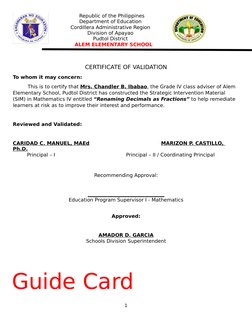 Republic of the Philippines
Department of Education
Cordillera Administrative Region
Division of Apayao
Pudtol District
ALEM