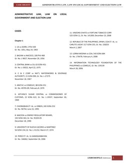CASE DIGEST
ADMINISTRATIVE LAW, LAW ON LOCAL GOVERNMENT AND ELECTION LAW
LEGIM DISCIPULO meikimouse
1
ADMINISTRATIV