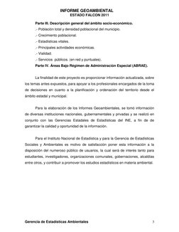 INFORME GEOAMBIENTAL
ESTADO FALCON 2011
Gerencia de Estadísticas Ambientales
3
Parte III. Descripción general del ámbit