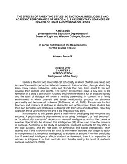 THE EFFECTS OF PARENTING STYLES TO EMOTIONAL INTELLIGENCE AND
ACADEMIC PERFORMANCE OF GRADE 4, 5, & 6 ELEMENTARY LEARNERS OF