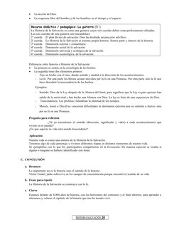 
La acción de Dios.
La respuesta libre del hombre y de los hombres en el tiempo y el espacio.
Recurso didáctico / pedagóg