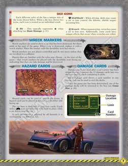 WRECK MARKERS
Hazard cards can be used to modify the arena. A
hazard card can be placed in the arena with either side
facin