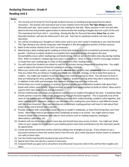 Analyzing Characters: Grade 4
Reading Unit 2
Notes:
1.
This second unit of study for fourth grade students focuses o