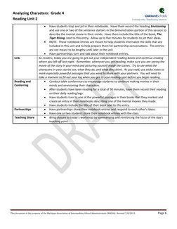 Analyzing Characters: Grade 4
Reading Unit 2
Have students stop and jot in their notebooks. Have them record the