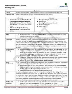 Analyzing Characters: Grade 4
Reading Unit 2
Session 2
Concept
Readers envision, predict, and make inferences about