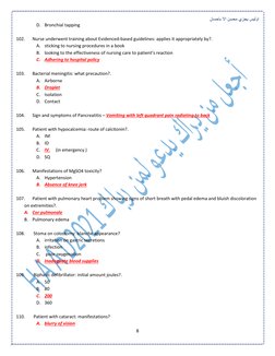 اوليس يجزي محسن اال باحسان
8
D. Bronchial tapping
102.
Nurse underwent training about Evidenced-based guidelines: app