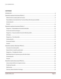 Curso Sanidad Interior
Castillo del Rey La Fe
Página 2
CONTENIDO
Introducción .....................................