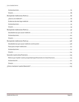 Curso Sanidad Interior
Castillo del Rey La Fe
Página 4
Autoevaluaciones ..............................................