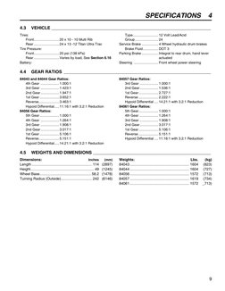 SPECIFICATIONS 4
9
4.3
VEHICLE _________________________________________________________________
Tires:
Front.............