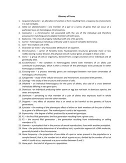 Glossary of Terms
1.
Acquired character – an alteration in function or form resulting from a response to environment;
it is n