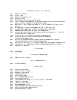 V. PRETRIAL MOTIONS AND DEFENSES
3.190.
PRETRIAL MOTIONS
3.191.
SPEEDY TRIAL
3.192.
MOTIONS FOR REHEARING
3.200.
NO