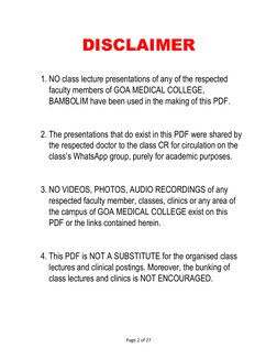Page 2 of 27
DISCLAIMER
1. NO class lecture presentations of any of the respected
faculty members of GOA MEDICAL COLLE